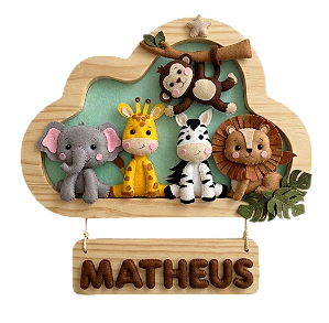 Enfeite de Porta de Maternidade: safari em Feltro (Personalizado)