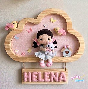Enfeite de Porta de Maternidade: bonequinha em Feltro (Personalizado)