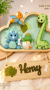 Enfeite de Porta de Maternidade: Dinossauros em Feltro