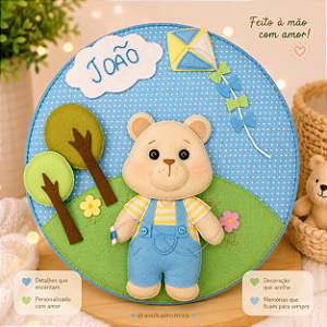 Enfeite de Porta de Maternidade: urso pipa