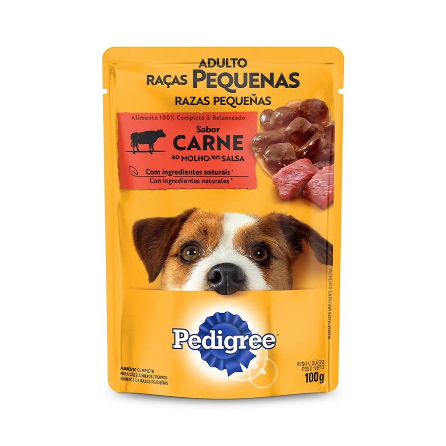 Ração Úmida Pedigree Sachê Carne ao Molho para Cães Adultos de Raças Pequenas 100 g