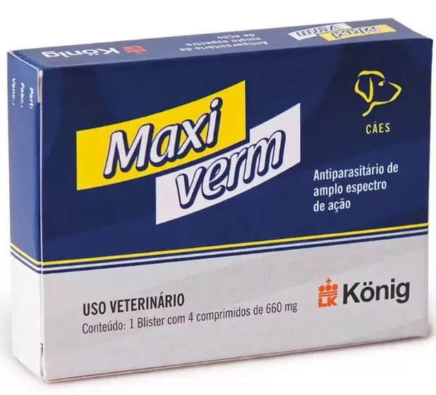 Vermífugo Maxi Verm Plus - 4 Comprimidos - Konig