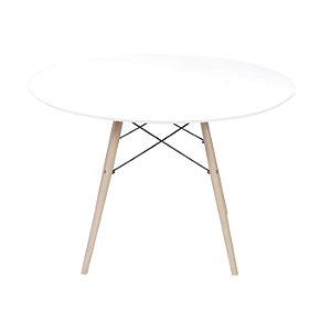 Mesa Eames DKR Redonda 110cm Diâmento, Base Madeira Tampo Em MDF