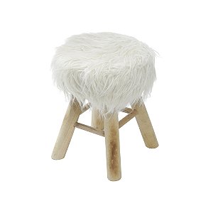 Puff Petit Baixo(40cm) Base Madeira Estofado Revest. Pelo Sintético