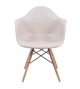 Cadeira Eames DKR Base Madeira C/ Braço Concha Polipropileno