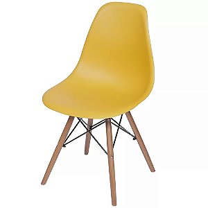 Cadeira Eames DKR C/ Base Madeira e Concha Em Polipropileno