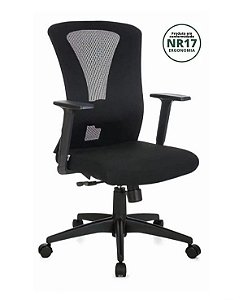 Cadeira Office Diretor Ergon.(NR17) C/ Tensor Lombar, Reg. Braços, Sist. Relax, Encosto Tela Mesh