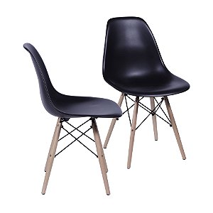 Kit 02 Cadeiras Eames DKR Base Madeira Concha Polipropileno