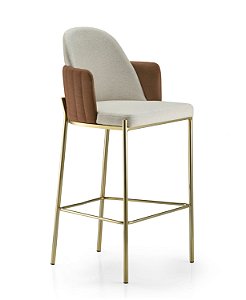Banqueta Mirella C/ Braços Base Aço(Ouro Fosco 625J), Assento e Braços Estofados