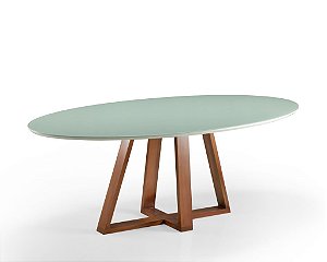Mesa Jantar Moretti Oval 235cm x 100cm, Base e Tampo em Madeira Natural