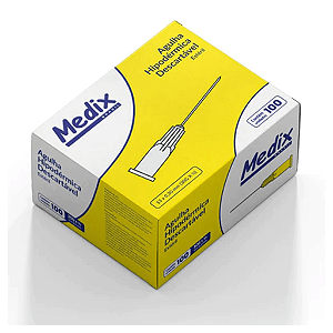 Agulha 13 x 0,30 Estéril 30g - Caixa com 100 unidades - Medix Brasil