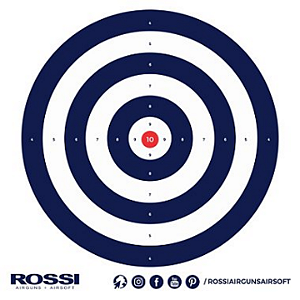 Alvo de Papel Rossi Airguns/Airsoft Azul 140x140mm c/30 unidades
