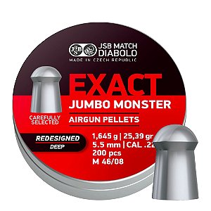 Chumbinho Jsb Exact Jumbo Monster Redesigned Deep 25,39gr c/200 und. Calibre 5.52mm