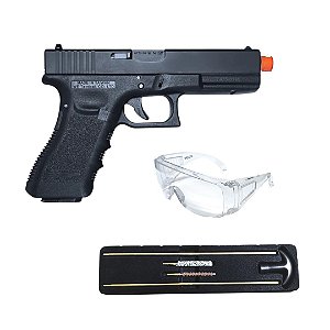 Pistola de Pressão Co2 WE 45-G001A-BK 17-GEN3 Blowback 4.5mm + Kit Limpeza + Óculos