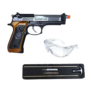 Pistola de Pressão Co2 WE 45-M92SPS Samurai Edge Biohazard Blowback 4.5mm + Kit Limpeza + Óculos