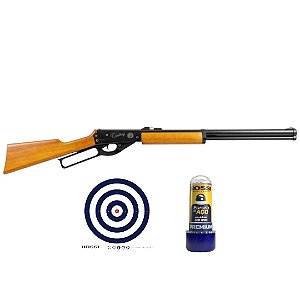 Carabina de Pressão Rossi Cowboy Lever Action Madeira 4,5mm + 300 Esferas + Alvos
