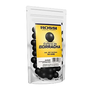 Esferas de Borracha Rossi Preta Calibre .50 com 50 Unidades