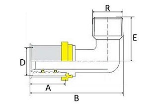 Pex Gás Amanco Joelho 90° Transição M Gás Dn16x1/2