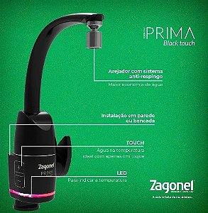 Torneira Eletrica Zagonel Prima 5500w 220v Preta