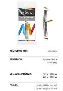 Resistencia Pratimix Lorenzetti 5500w Torneira Easy 220v