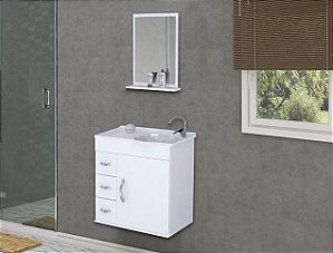 Kit Rorato Verona Suspenso 2 Portas + Espelheira 60cm Branco