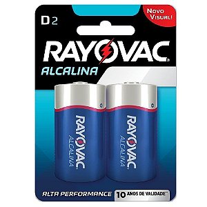 Pilha Alcalina D Rayovac com 2