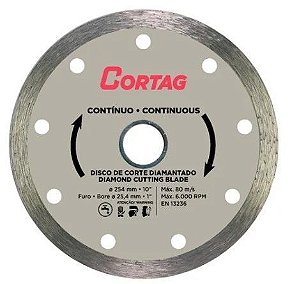 Disco Diamantado 10 Cortag 254mm Continuo