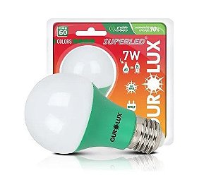 Lampada Bulbo Led   7w Verde Ourolux Biv
