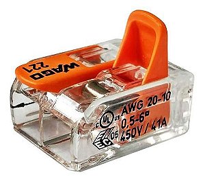 Conector Wago 2 Fios 6,0mm (3pcs)