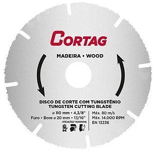 Disco Corte Madeira Tungstenio 4.3/8 Cortag