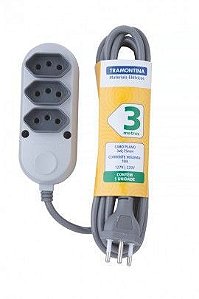 Extensao Tramontina 3 Tom 3m (2p+T) 10a 0,75mm