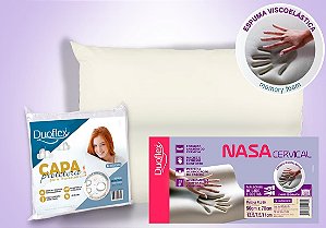 Kit 1 Travesseiro Nasa Cervical - Duoflex + 1 Capa Impermeável