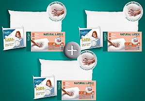 Kit 3 Travesseiros Natural Látex ALTO - Duoflex + 3 Capas Impermeáveis