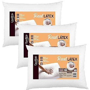 Kit 3 Travesseiro Real Látex 50x70x16cm - Duoflex