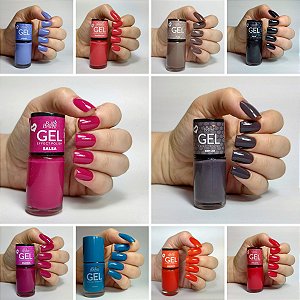 Kit 18 Esmaltes Efeito Gel Seca sem Cabine + Top Coat Efeito Gel