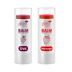 Kit 02 Balm Labial Uva & Morango Bella Brazil