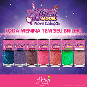 Kit 07 Esmalte Glitter Coleção Glitter Model Bella Brazil 9ml 680 681 682 683 684 684 686