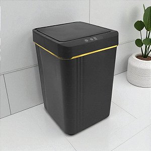 Lixeira Inteligente Yuna Mood Sense 13L Bateria Recarregável Suporte Sacos Interno Preto Dourado