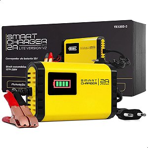 Carregador de Bateria Automotivo Smart Charger 2A LT V2 12V Display Digital Indicador de Carga Moto
