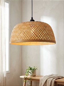 Luminária de Teto Lustre Pendente Bambu Luzza Bruma Rústico