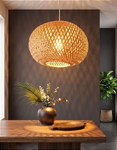 Lustre Bambu Luzza Boreal Fio Branco
