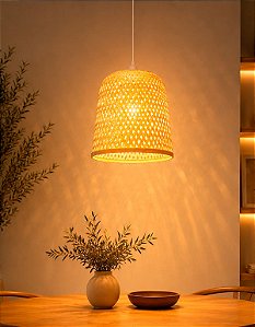 Lustre Bambu Luzza Sussurro Fio Branco