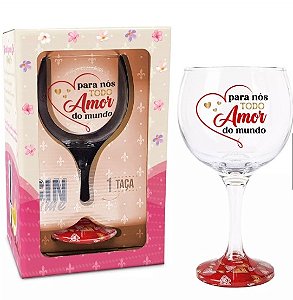 Taça Gin Vidro Todo Amor do Mundo 600ml - Caixa Presente