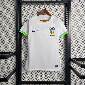 Camisa Brasil Polo Branca/Dourada 2022/2023 - Feminina - Fut Camisas Sports