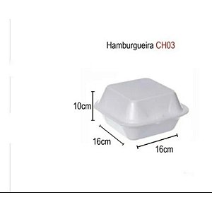 Hambugueira Embalagem CH03 de Isopor para Hambúrguer Sanduíche Bento Cake Batata frita com 100 Unidades