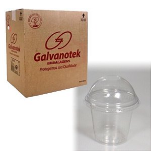 Copo com Tampa Bolha 300ml Galvanotek - 100 Unidades