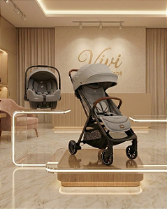 Combo Carrinho de Bebê Signature Parcel Cinza Oyster 0 a 22KG + Bebê conforto I-SNUG Cinza Pebble 0 Até 13KG Joie