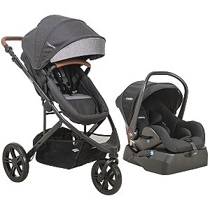 Conjunto Travel System Cinza Chumbo Trek com base tradicional - Kiddo