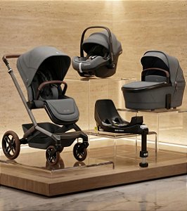 Combo Carrinho Fame + Moíses + Bebê Conforto Pro 2 Twillic Graphite Maxi - Cosi