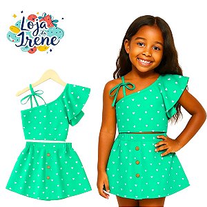 Conjunto Verão Infantil Menina Cropped Short Saia Mini Diva MK29TYR8P